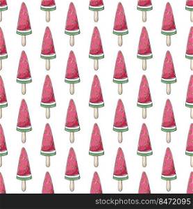 Summer. Pink ice cream seamless pattern. Wonderful bright pattern with sweet watermelon dessert. Print. Print for cloth design, textile, fabric, wallpaper