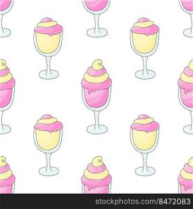 Summer. Pink milkshakes seamless pattern. Cute pattern with cold dessert. Print for cloth design. Print for cloth design, textile, fabric, wallpaper