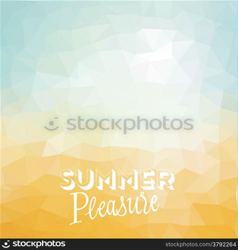 Summer pleasure. Poster on tropical beach background. Vector eps10.