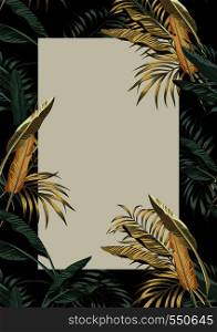Summer poster template, exotic tropical plant banana leaves vector frame flyer A4 layout size design
