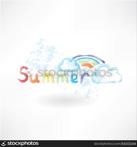 Summer rainbow grunge icon