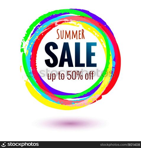Summer sale advertising poster in a maritime color. Vector illustration with isolated elements