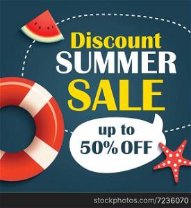 Summer sale background banner template. Voucher discount promotion.