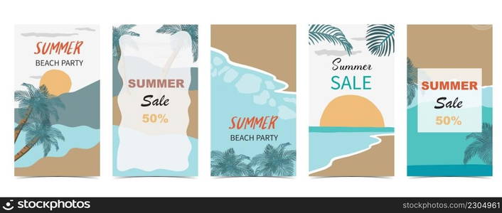 summer sale background for social media story with beach