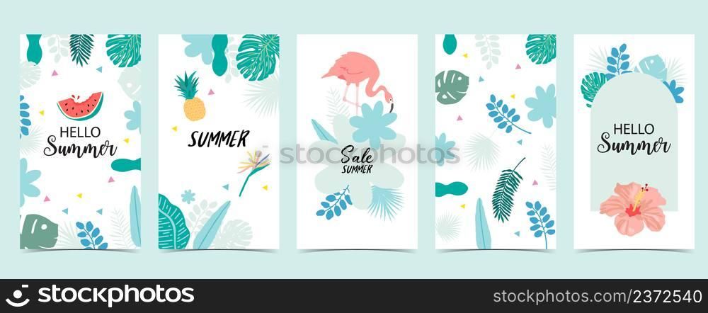 summer sale background for social media story with flamingo