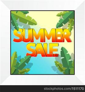 Summer sale background with palm for banner, poster, flyer, card, postcard, cover, brochure