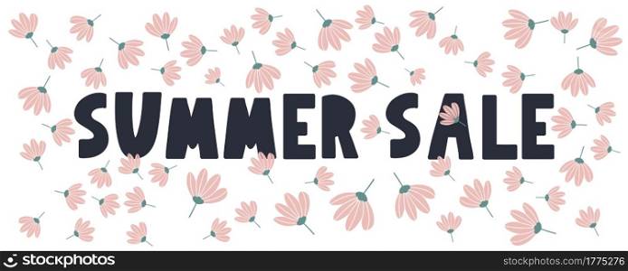 summer sale banner with flowers letter. summer sale banner with flowers letter vector