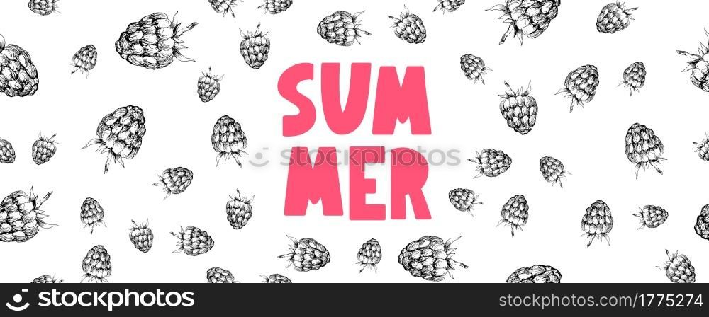 summer sale banner with fruits raspberry berries letter. summer sale banner with fruits raspberry berries letter vector
