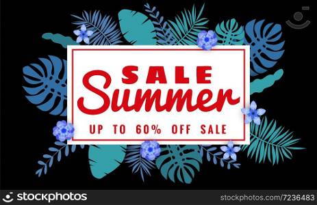 Summer sale banner with paper cut flamingo and tropical leaves background,. Summer sale banner with paper cut flamingo and tropical leaves background, exotic floral design for banner, flyer, invitation, poster, web site or greeting card. Paper cut style, vector illustration