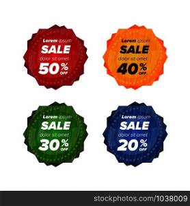 Summer sale circle stickers. Sale and discounts. Vector illustration. Summer sale circle stickers