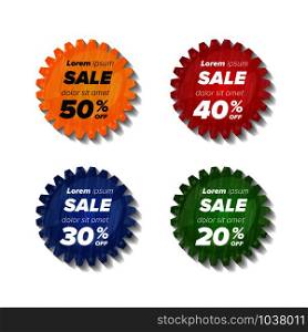 Summer sale circle stickers. Sale and discounts. Vector illustration. Summer sale circle stickers