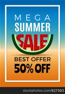 Summer sale. Design template of vector advertising poster. Poster banner discount season illustration. Summer sale. Design template of vector advertising poster