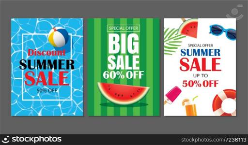 Summer sale emails background layout banners. Can be used for ,flyers, invitation, posters, brochure, voucher discount. Vector ads shopping template.
