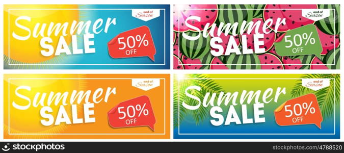 Summer Sale end of Season Banner. Business Discount Card Template Set. Vector Illustration EPS10. Summer Sale end of Season Banner. Business Discount Card Templat