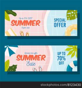 Summer Sale flyer cards set. Vector illustration concept.
