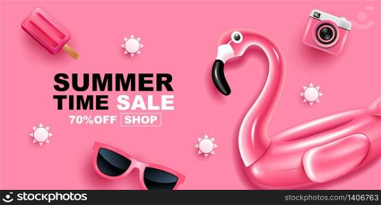 Summer Sale, pink color theme, Banner Layout Design, vector Illustration.