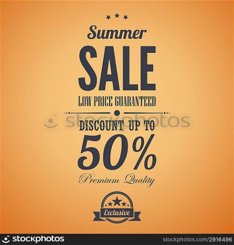 Summer sale poster advertisement. Retro style. Vintage vector design template. Editable.