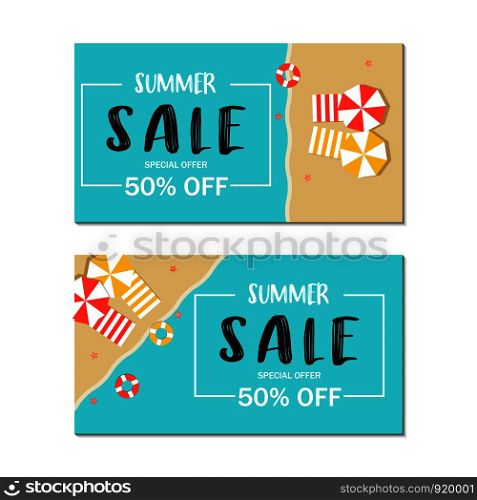 Summer Sale special offer poster on the beach style card , Banner promotion discount clearance event festival , illustration vector isolated on white background