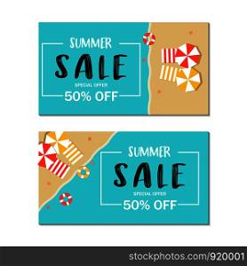 Summer Sale special offer poster on the beach style card , Banner promotion discount clearance event festival , illustration vector isolated on white background