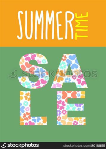 Summer sale. Vector template for flyers. font of discount flowers.&#xA;