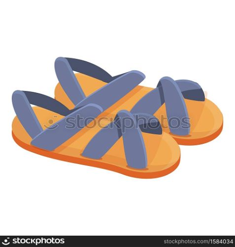 Summer sandals icon. Cartoon of summer sandals vector icon for web design isolated on white background. Summer sandals icon, cartoon style