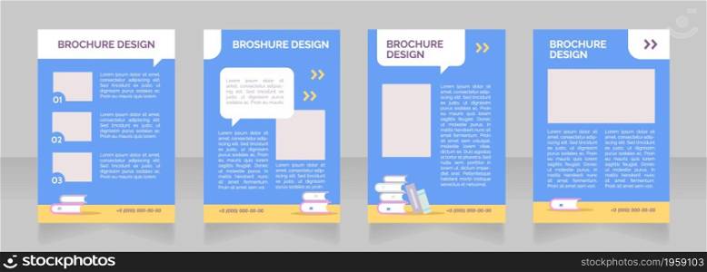 Summer school promotion blank brochure layout design. Language course. Vertical poster template set with empty copy space for text. Premade corporate reports collection. Editable flyer paper pages. Summer school promotion blank brochure layout design