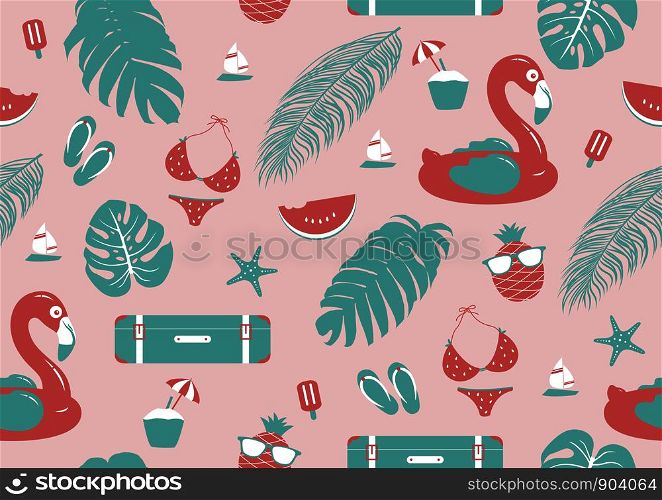 Summer seamless pattern design vector illustration