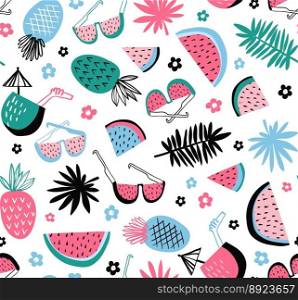 Summer seamless pattern tropical background vector image