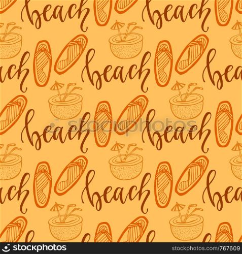 Summer seamless pattern with flip flops. For tropical decoration and wrapping design. Summer seamless pattern with flip flops. For tropical decoration and wrapping design.