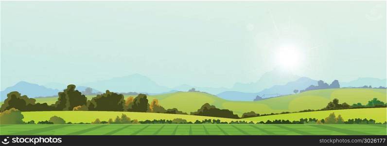 Summer Season Country Banner. Illustration of a wide summer season country banner or header for web site