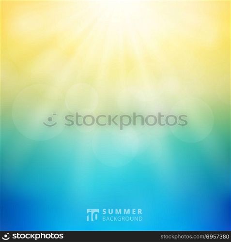 Summer season sunlight with bokeh in the sky blurred background. Vector illustration. Summer season sunlight with bokeh in the sky blurred background.