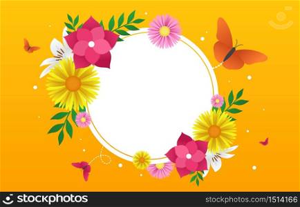 Summer Spring Blooming Flower Nature with Golden Yellow Background