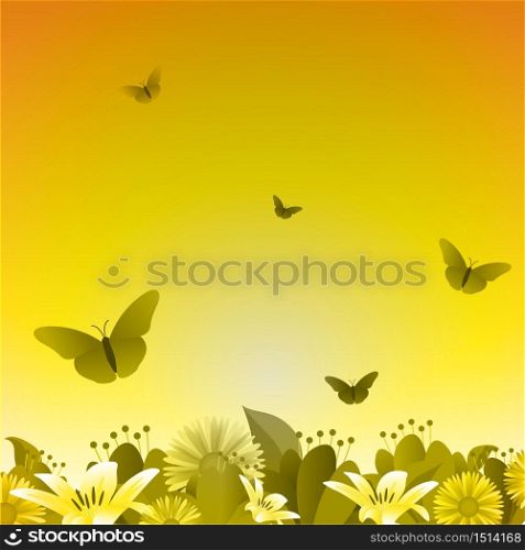 Summer Spring Blooming Flower Nature with Golden Yellow Background