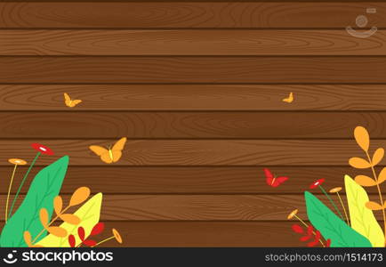 Summer Spring Blooming Flower Nature with Wooden Board Background