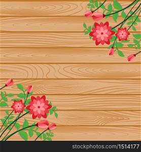Summer Spring Blooming Flower Nature with Wooden Board Background