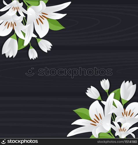 Summer Spring Blooming Flower Nature with Wooden Board Background