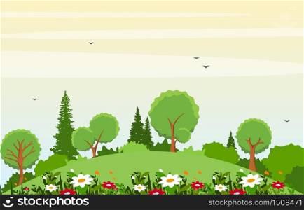 Summer Spring Green Valley Fresh Sky Outdoor Landscape Illustration