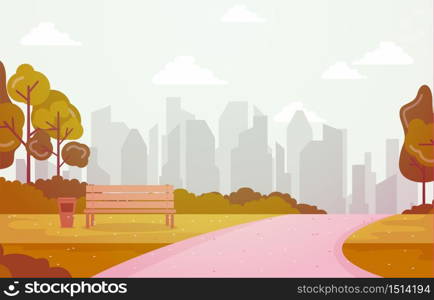 Summer Spring View in City Park Outdoor Landscape Flat Illustration