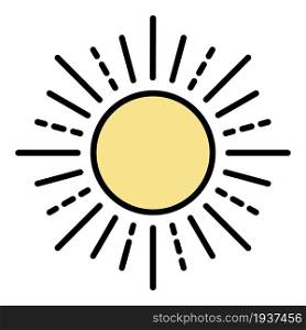 Summer sun icon. Outline summer sun vector icon color flat isolated. Summer sun icon color outline vector