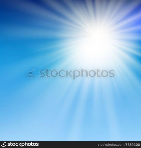 summer sun light in the blue sky. Vector illustration.