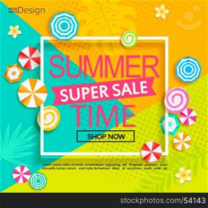 Summer super sale banner.. Summer geometric super sale banner. Vector illustration.