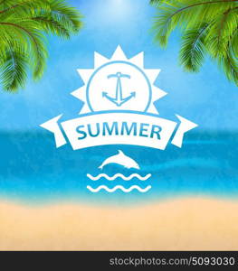 Summer Template of Holidays Design and Typography. Illustration Summer Template of Holidays Design and Typography. Beach Vacation, Party, Travel, Paradise, Palm Leaves - Vector