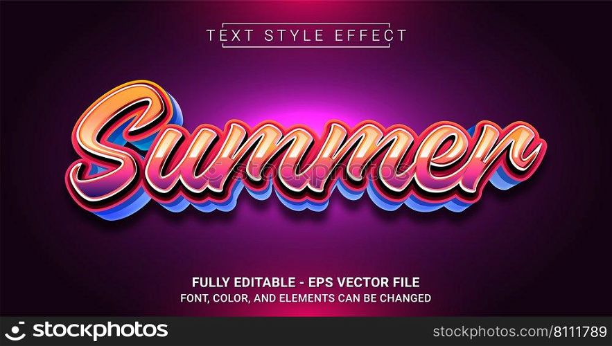 Summer Text Style Effect. Editable Graphic Text Template.