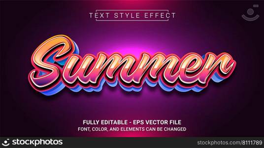 Summer Text Style Effect. Editable Graphic Text Template.