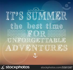 Summer the best time for unforgettable adventures poster vector illustration