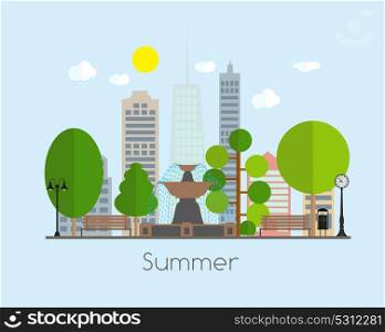 Summer Time Background in Modern Flat Design Vector Illustration EPS10. Summer Time Background in Modern Flat Design