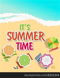 Summer Time Background. Sunny Beach in Flat Design Style Vector Illustration EPS10. Summer Time Background. Sunny Beach in Flat Design Style Vector