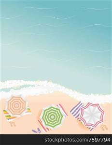 Summer Time Background. Sunny Beach in Flat Design Style Vector Illustration EPS10. Summer Time Background. Sunny Beach in Flat Design Style Vector Illustration