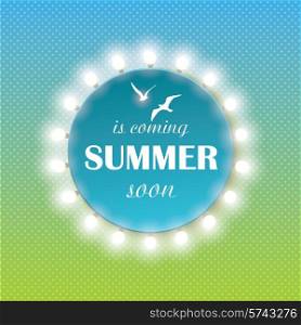 Summer time background with text and light bulbs. Vector illustration of a glowing Summer time background.