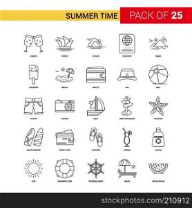 Summer Time Black Line Icon - 25 Business Outline Icon Set